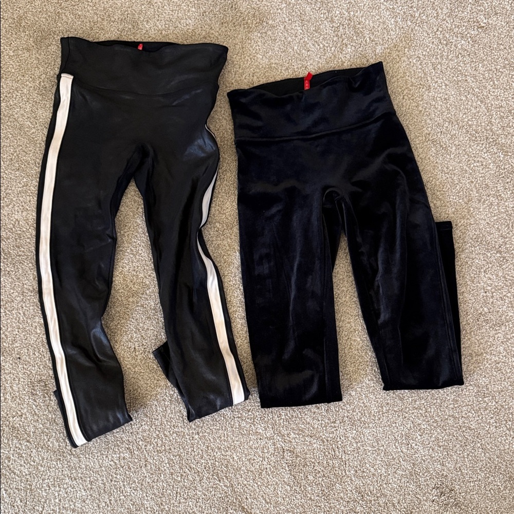 BUNDLE! Spanx Women’s Small leggings- black faux leather and velvet